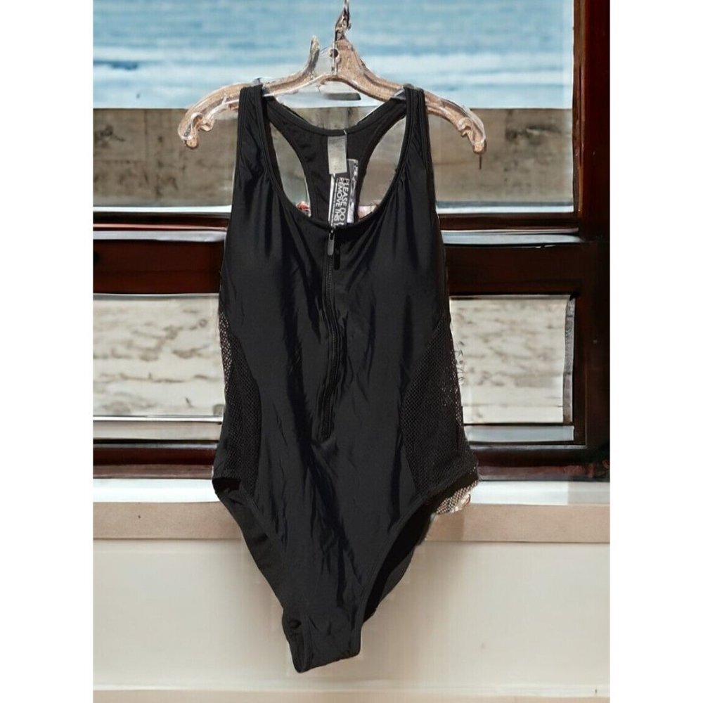 Fashion to Figure Black One-Piece Swimsuit with Mesh Sides